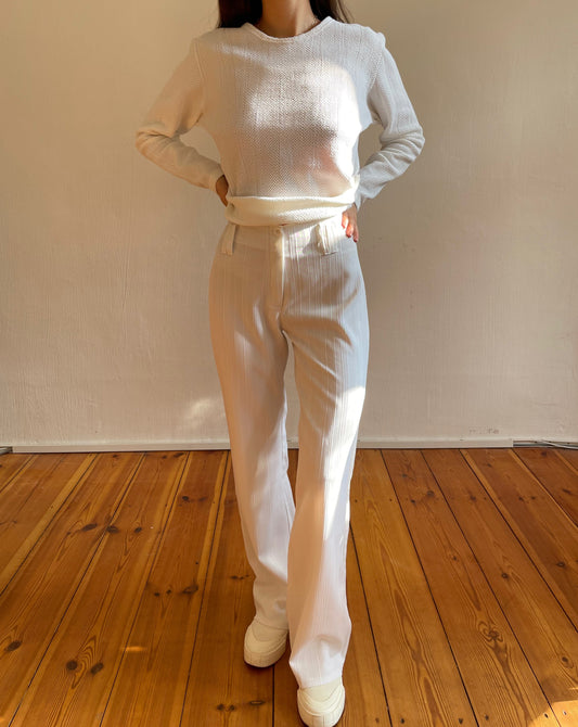 Vintage 70s-80s White Essential Long Sleeved Top Size S-M