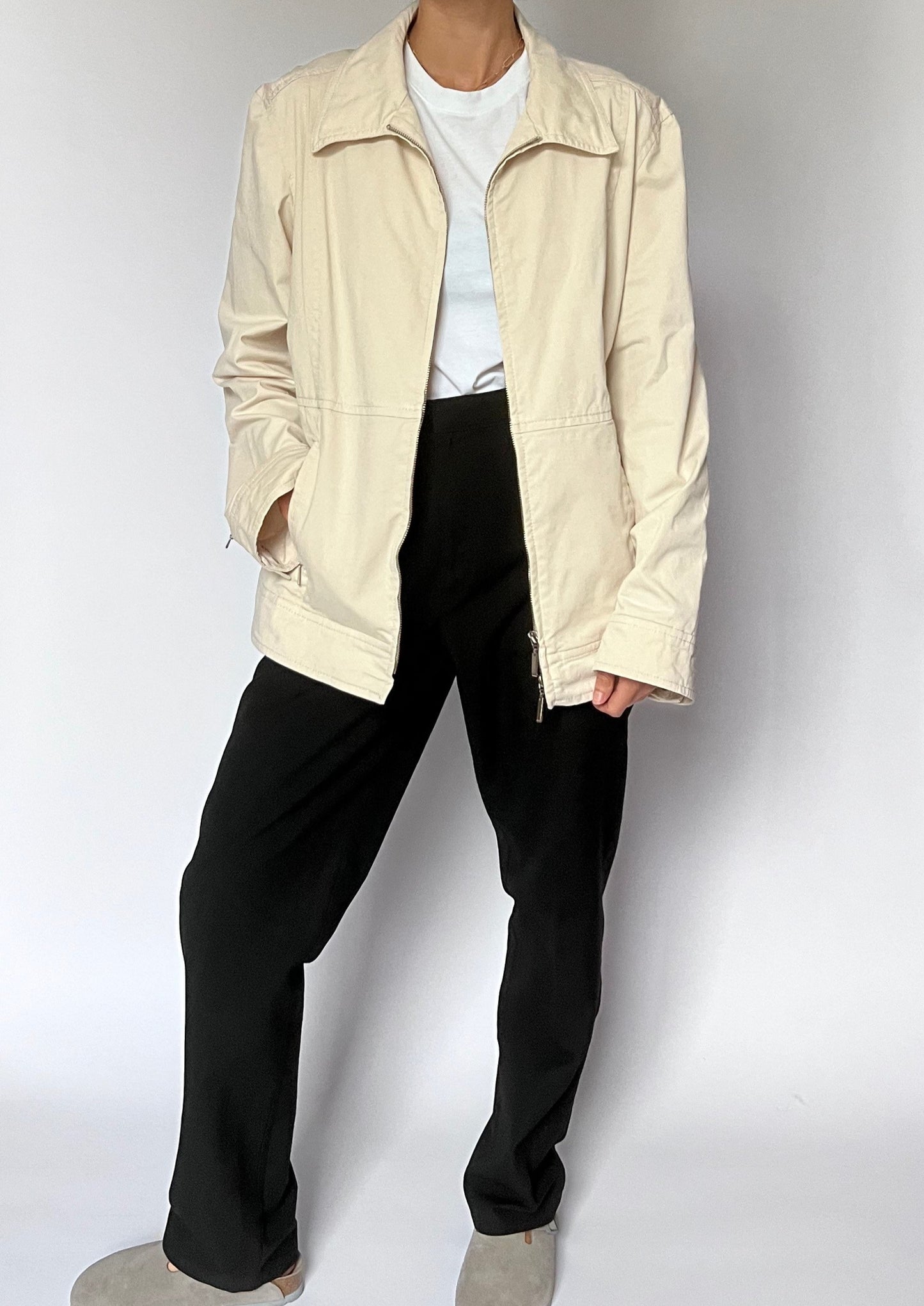 1990s Cream Minimal Jacket S/M