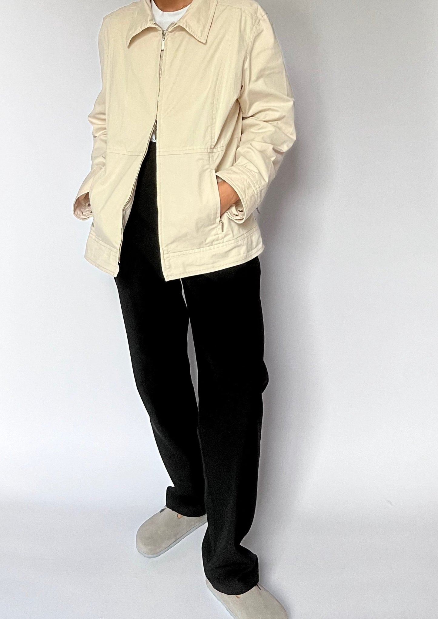 1990s Cream Minimal Jacket S/M