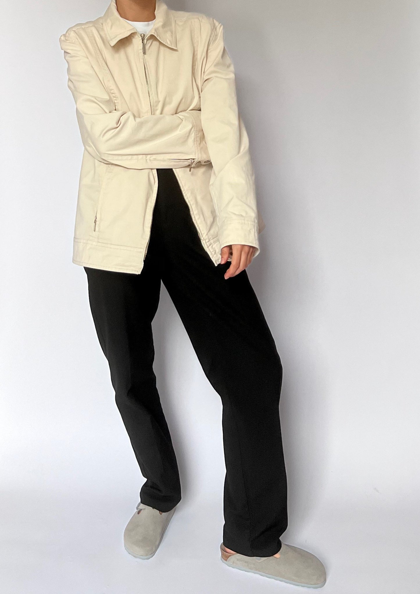 1990s Cream Minimal Jacket S/M