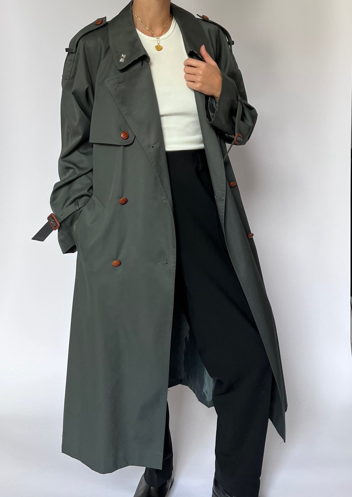 1990s Khaki Trench Coat S/M