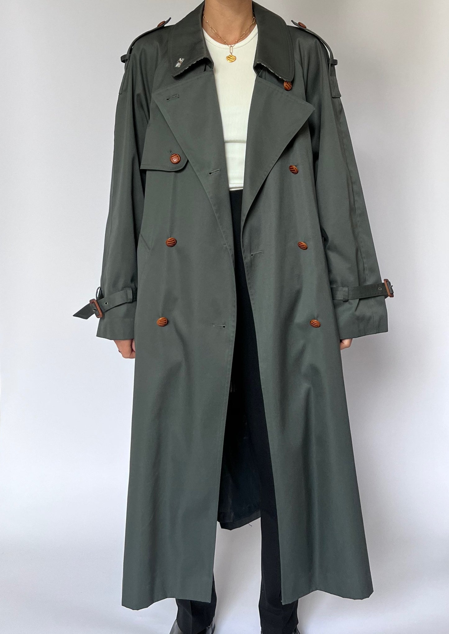 1990s Khaki Trench Coat S/M