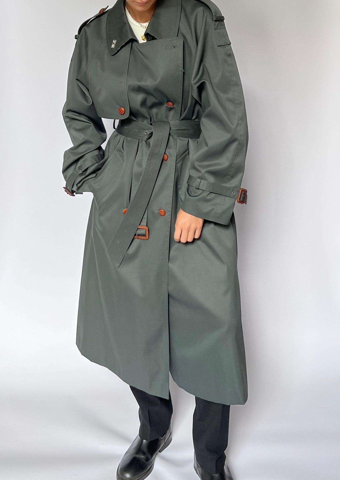 1990s Khaki Trench Coat S/M