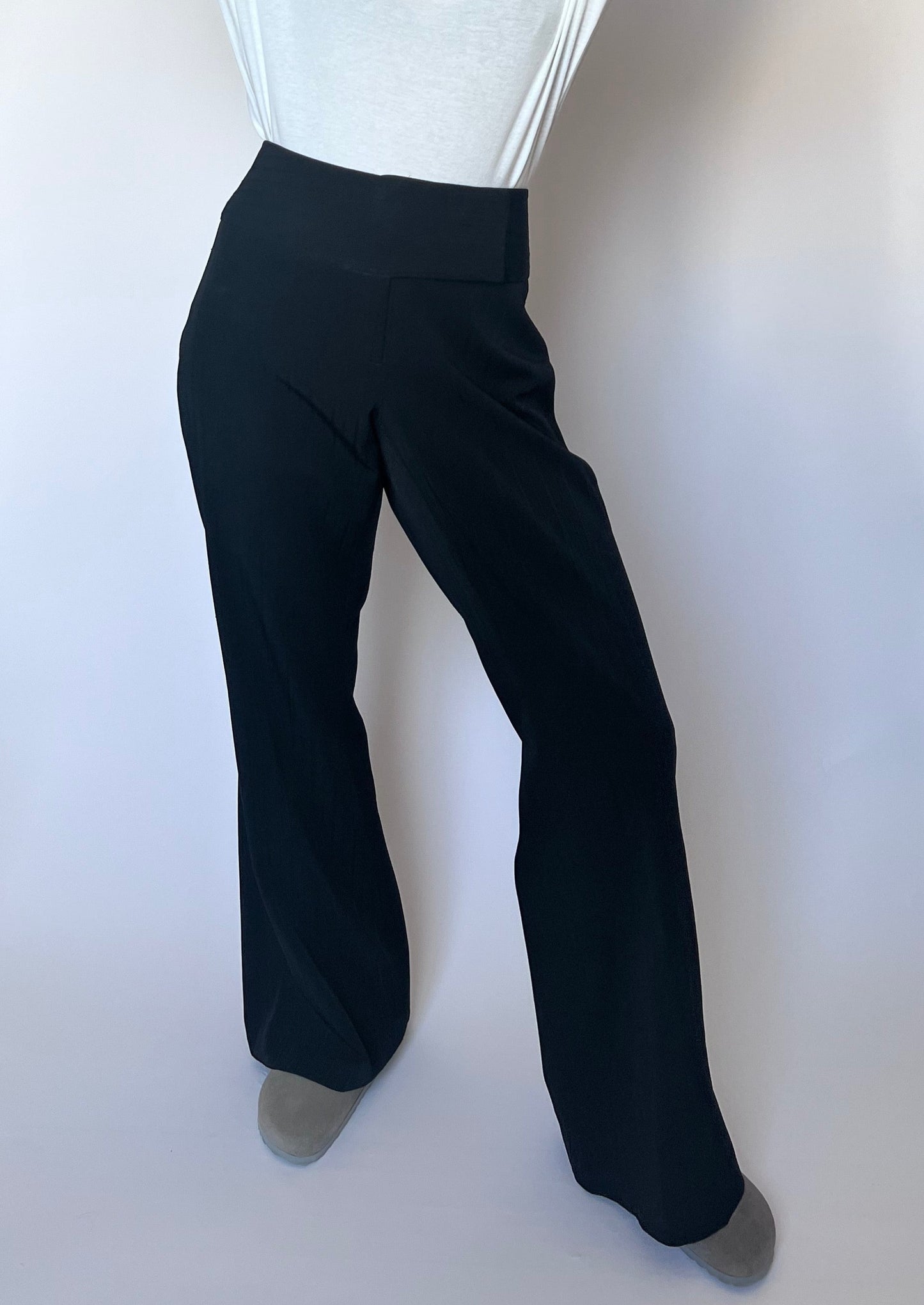 Self Stripe Black Wide Leg Trousers W'31" M