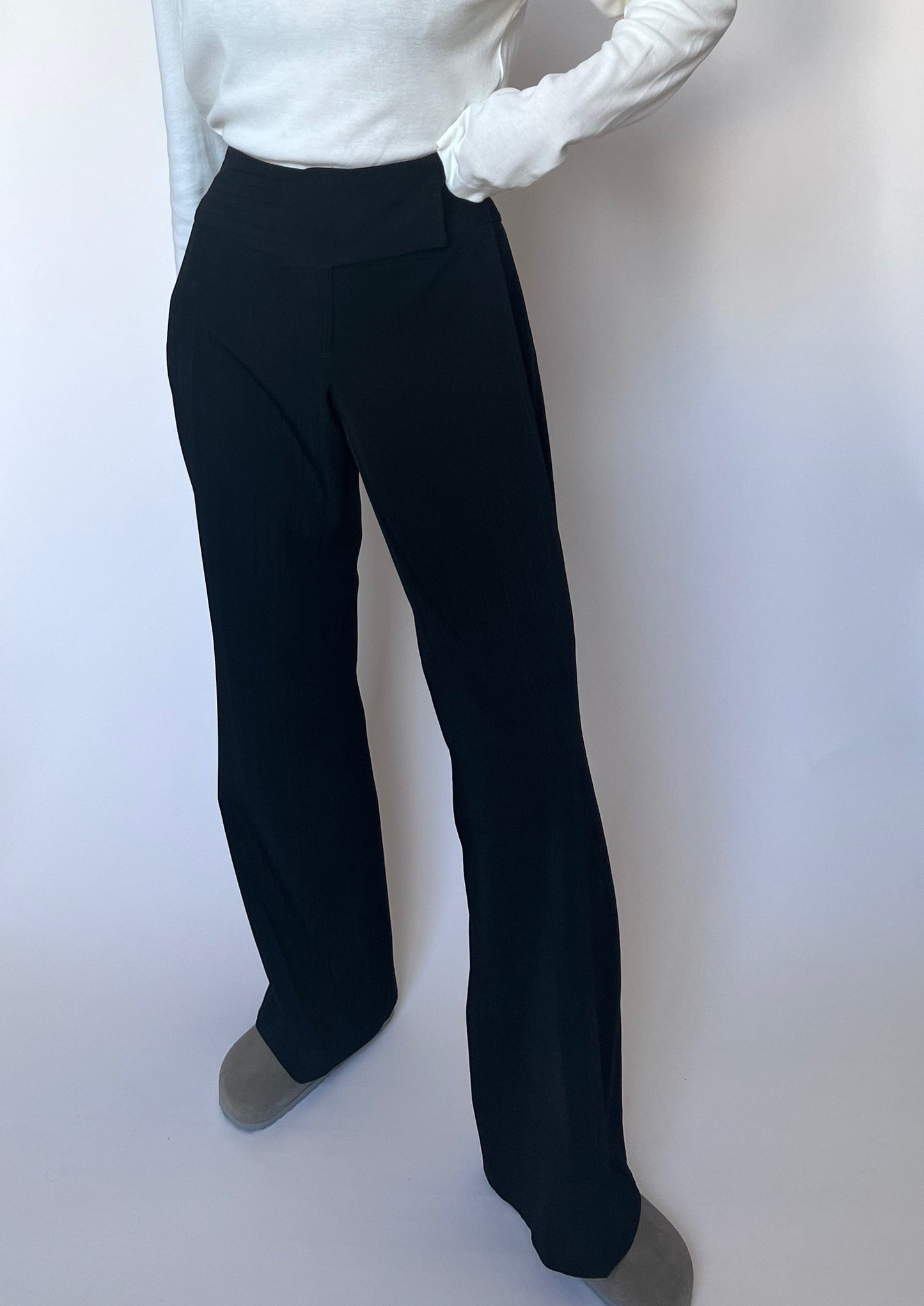 Self Stripe Black Wide Leg Trousers W'31" M