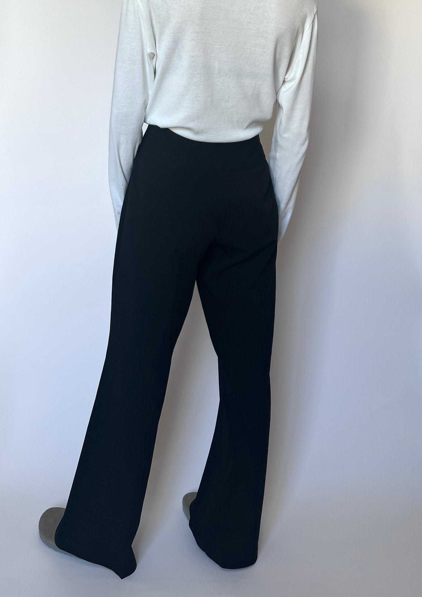 Self Stripe Black Wide Leg Trousers W'31" M