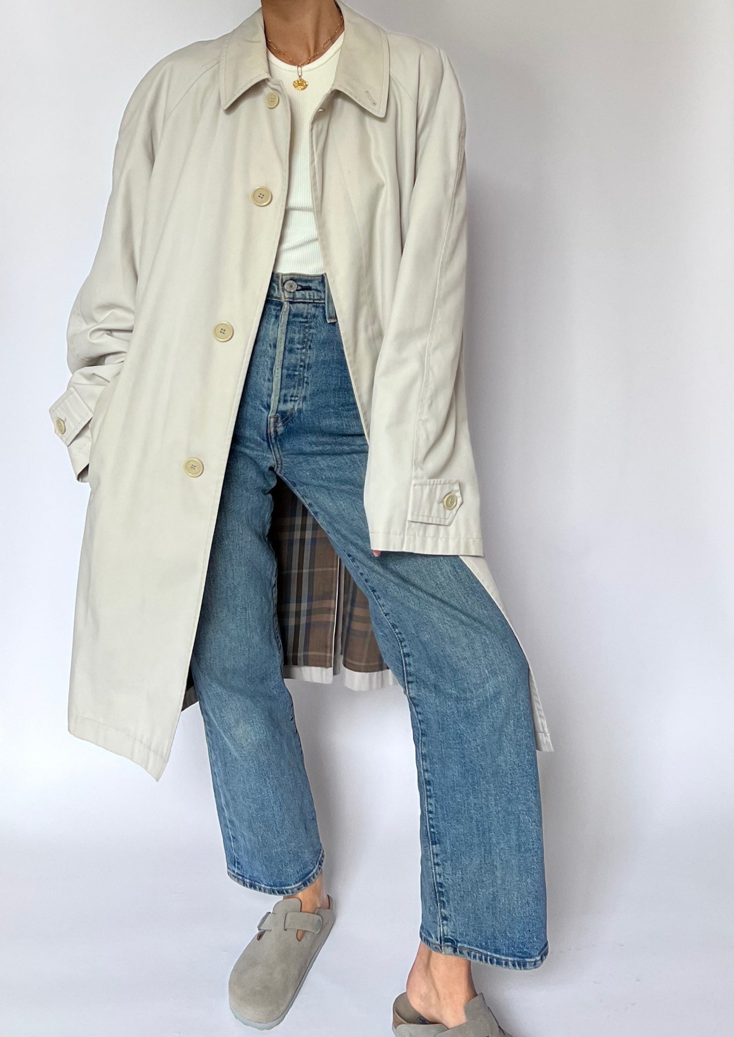 Vintage Dove Grey Trench Coat S/M