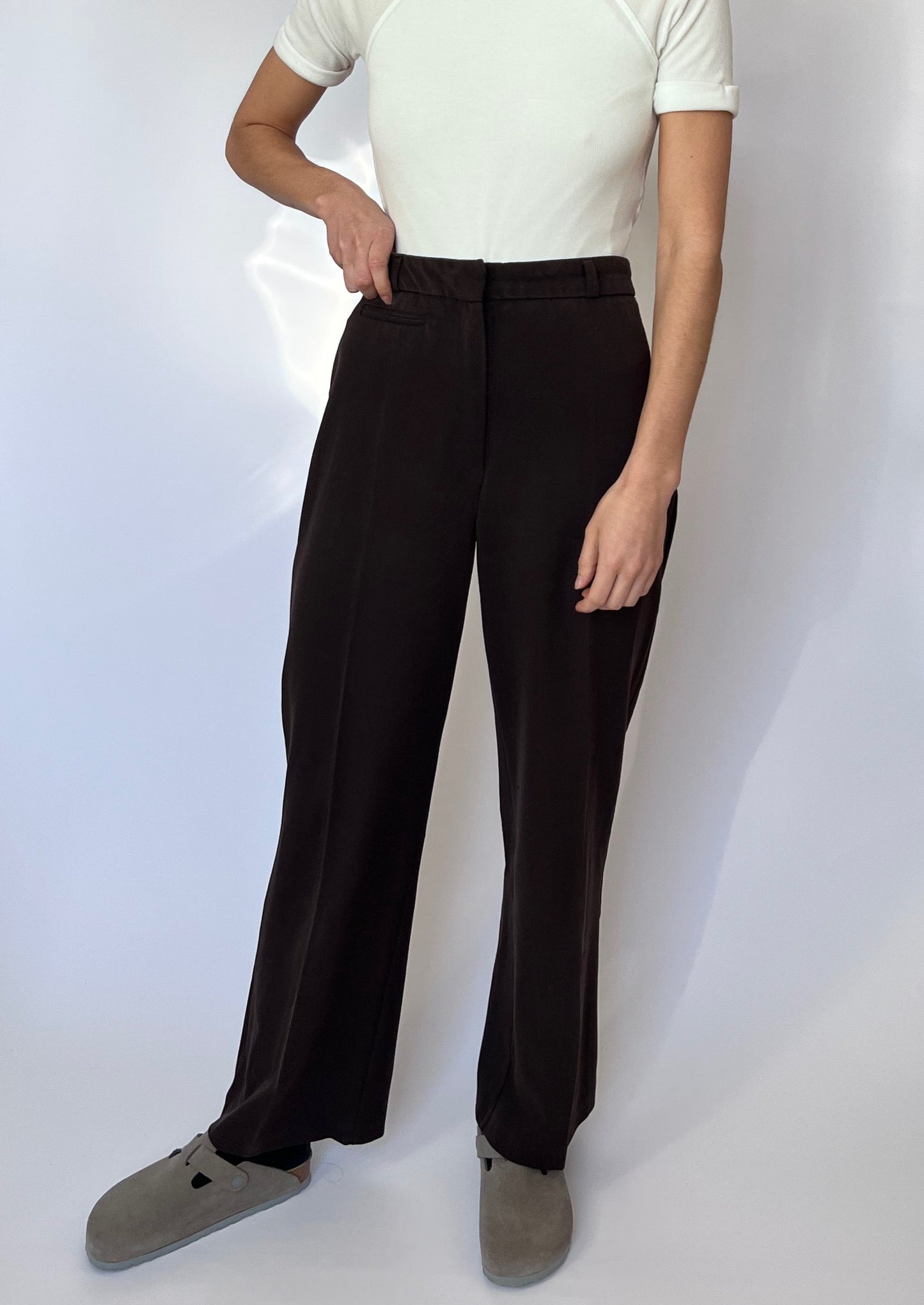 Brown Wide Leg Trousers W'27" S