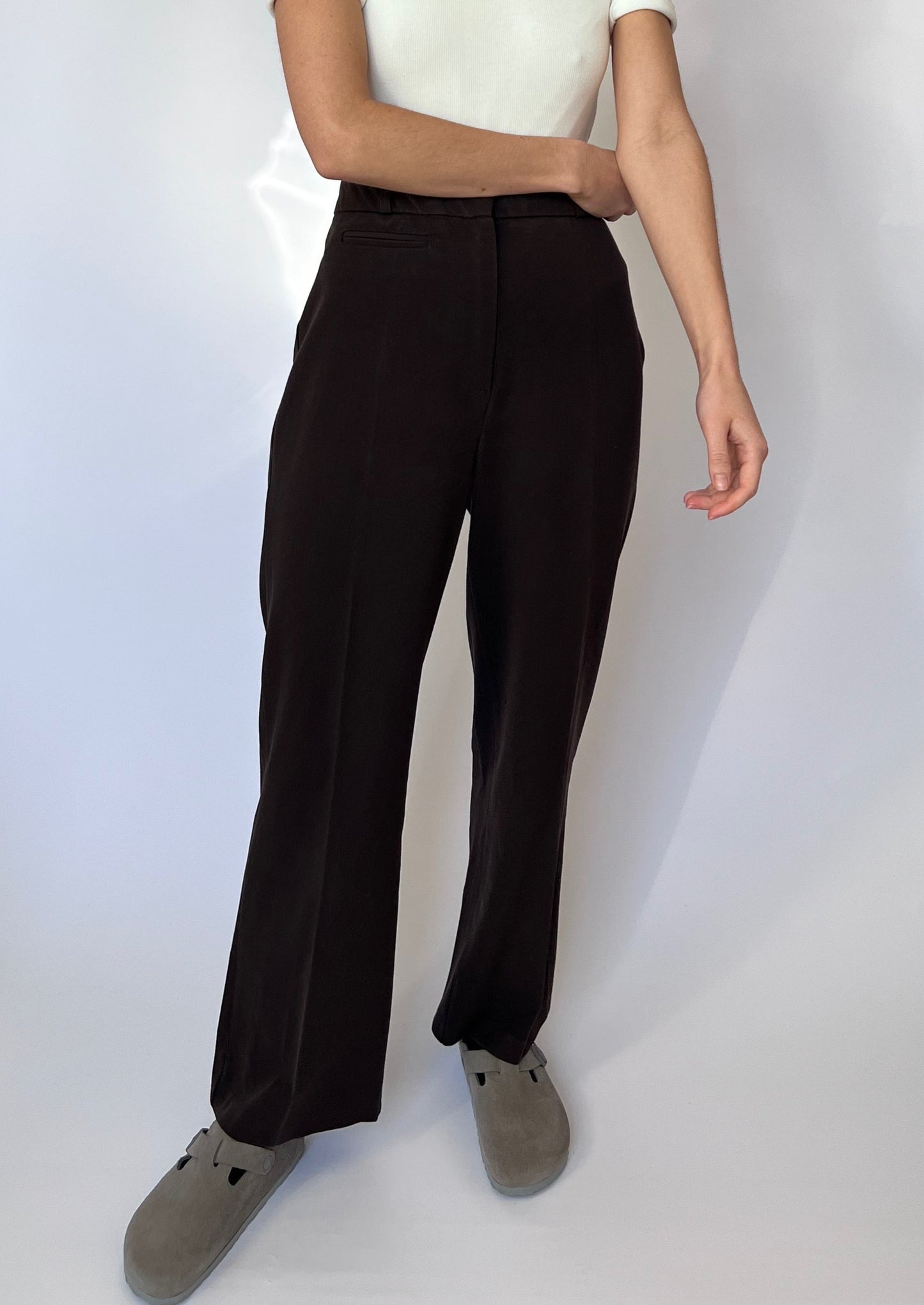 Brown Wide Leg Trousers W'27" S