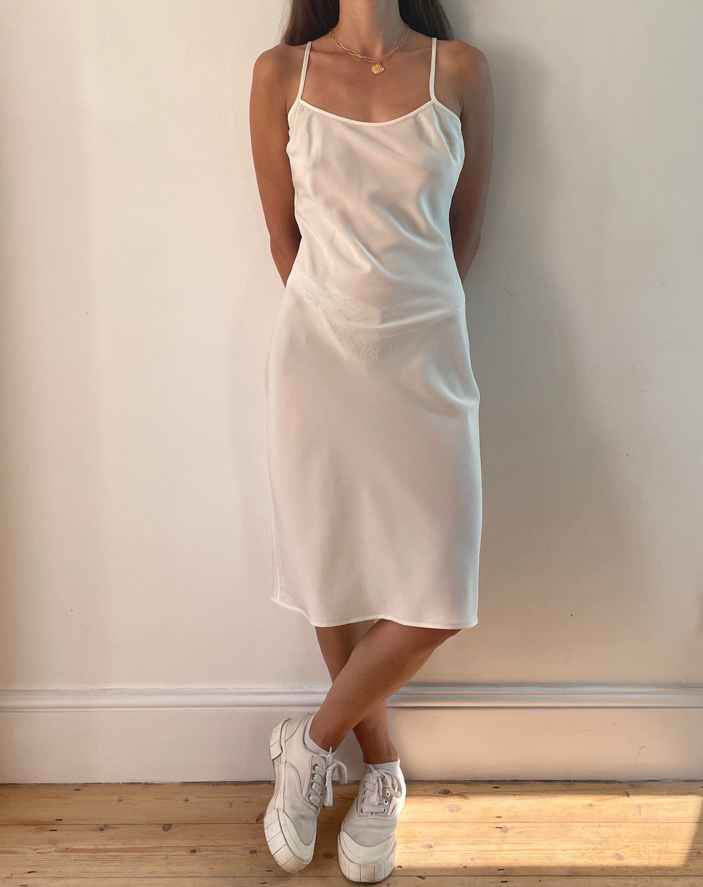 Preloved White Topshop Boutique Silk Slip Dress Size XS-S