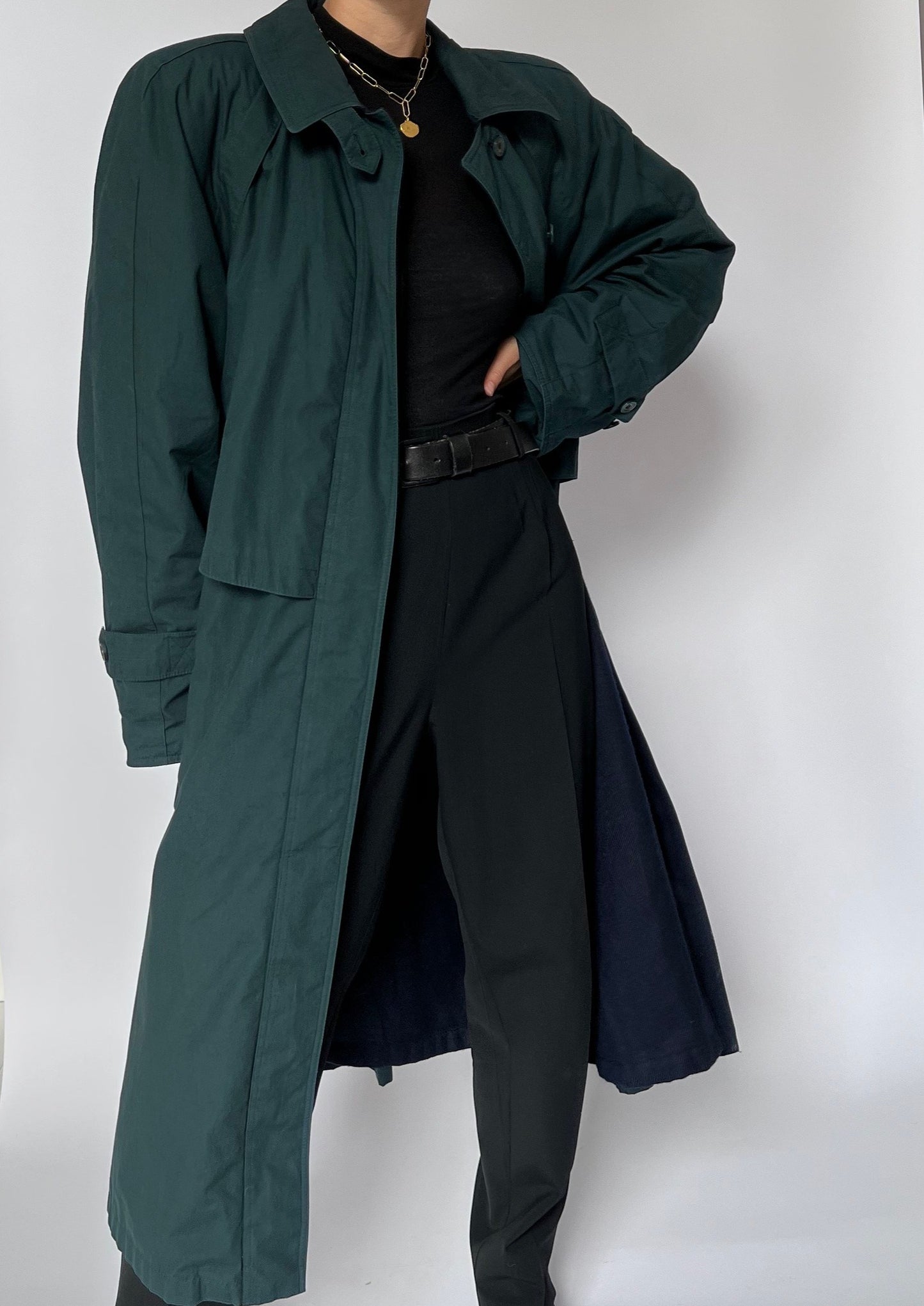 Vintage Dark Green Winter Trench M/L