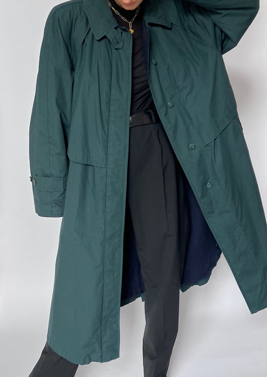 Vintage Dark Green Winter Trench M/L