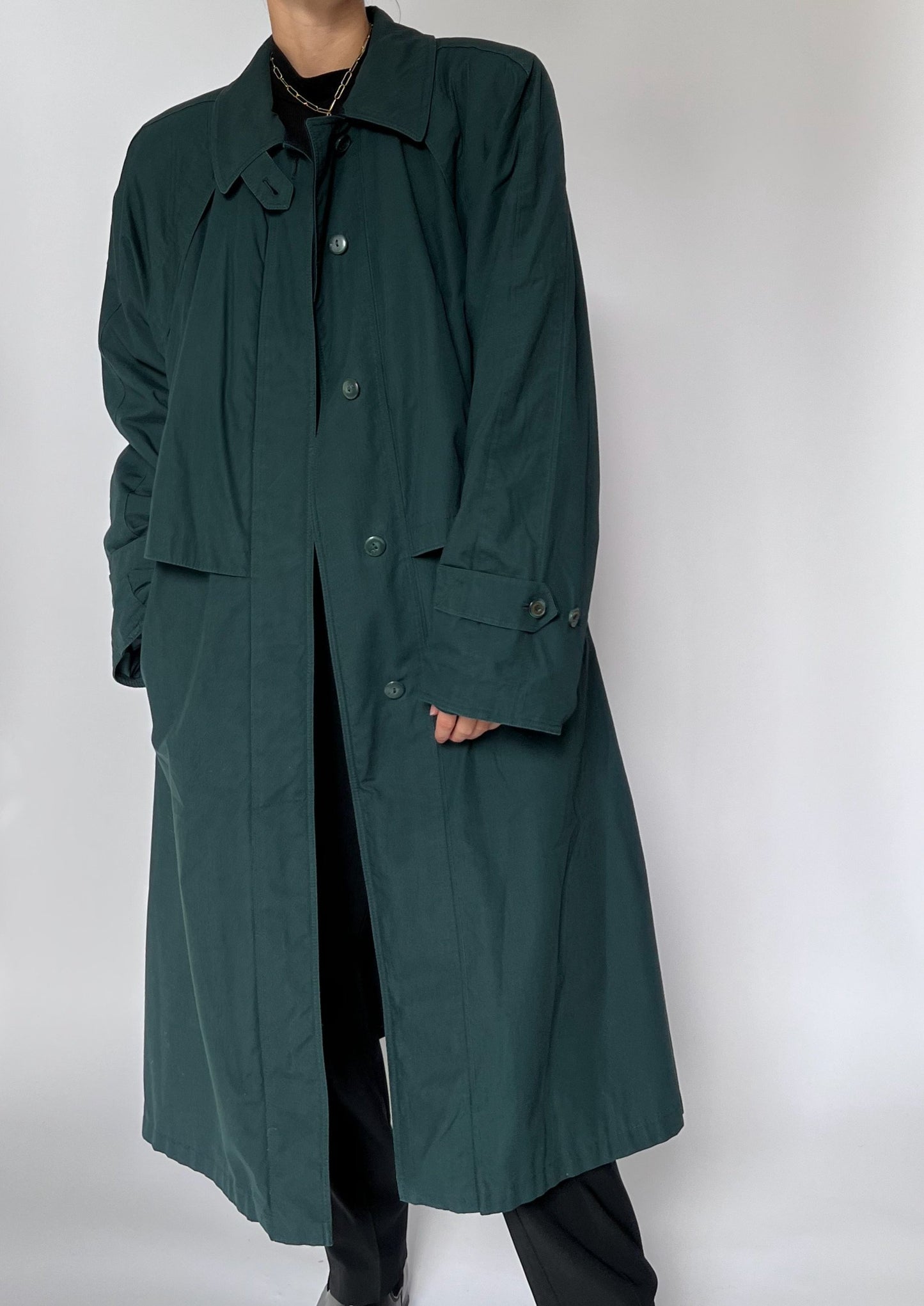 Vintage Dark Green Winter Trench M/L