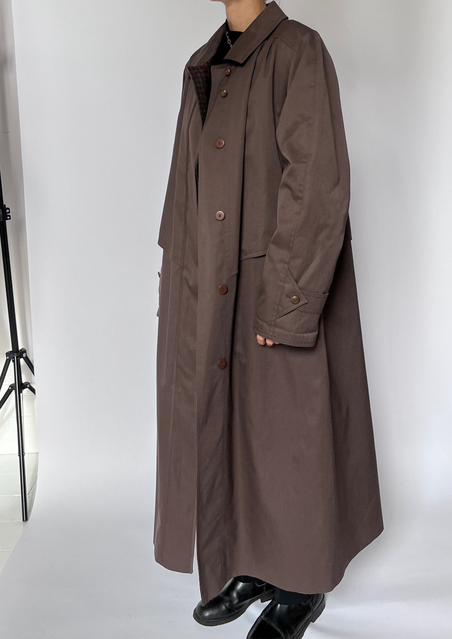 Vintage 1970s Chocolate Brown Lined Trench Coat M