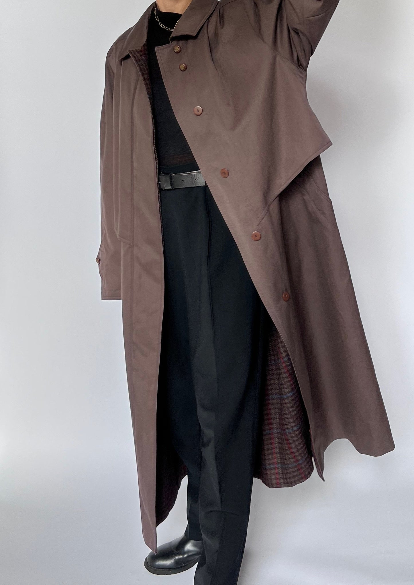 Vintage 1970s Chocolate Brown Lined Trench Coat M