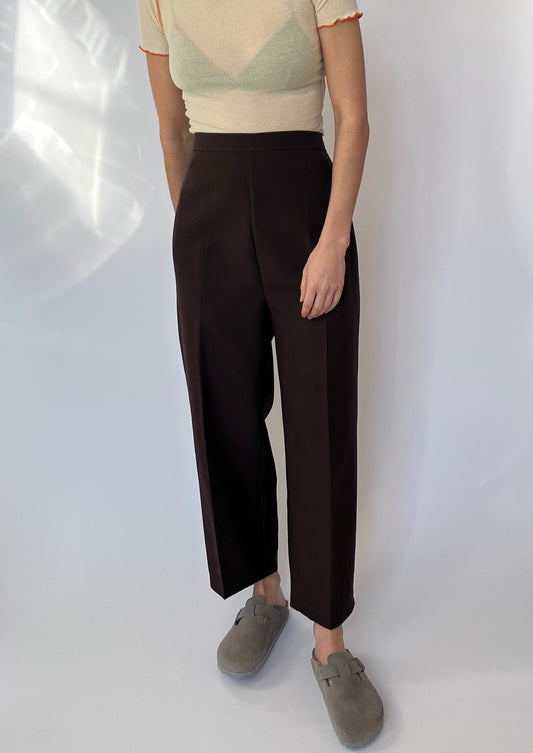 Brown Cropped Wide Leg Trousers W'33"