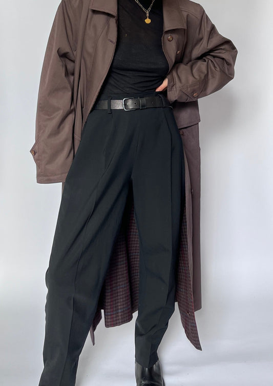 Vintage 1970s Chocolate Brown Lined Trench Coat M