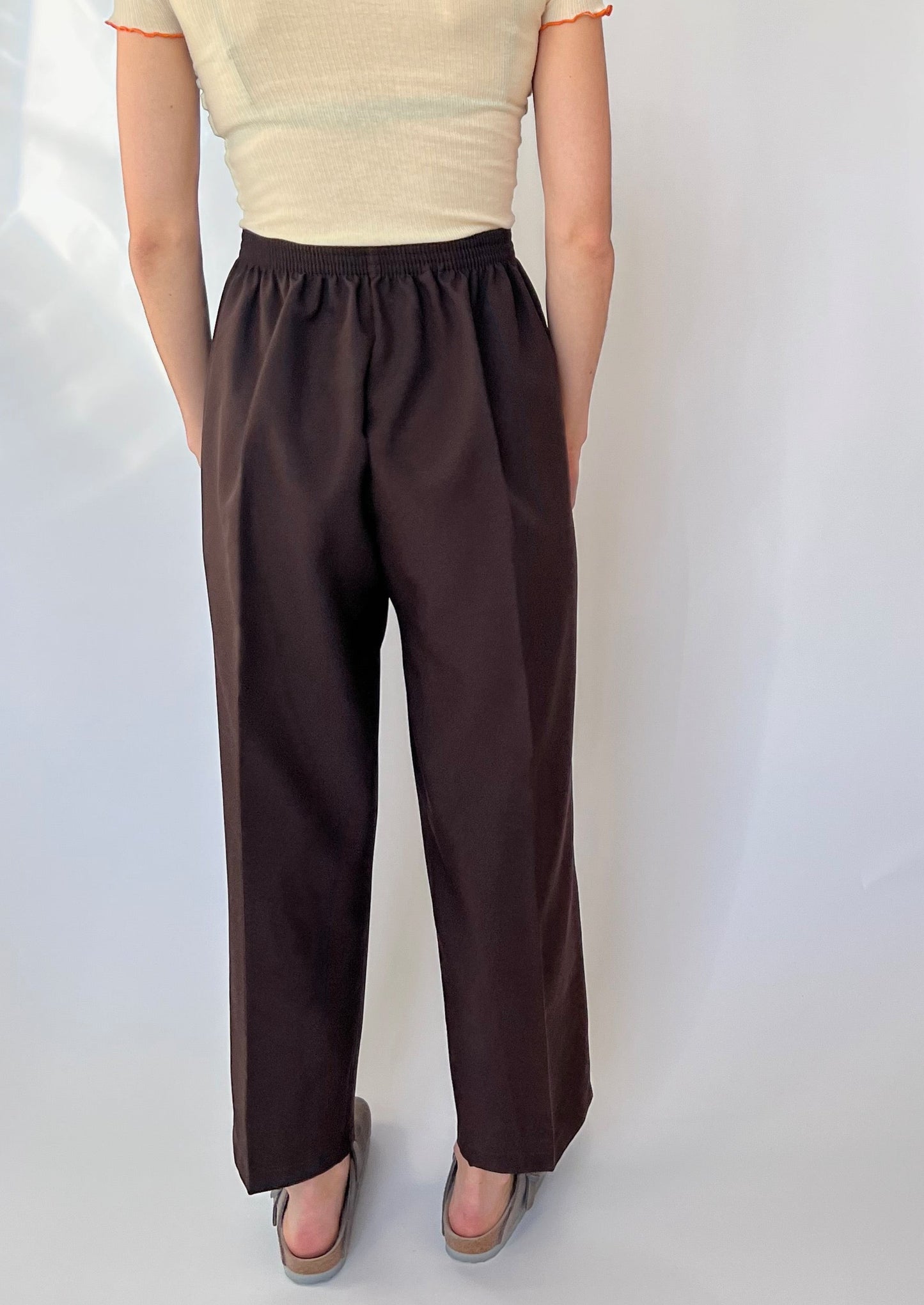 Brown Cropped Wide Leg Trousers W'33"