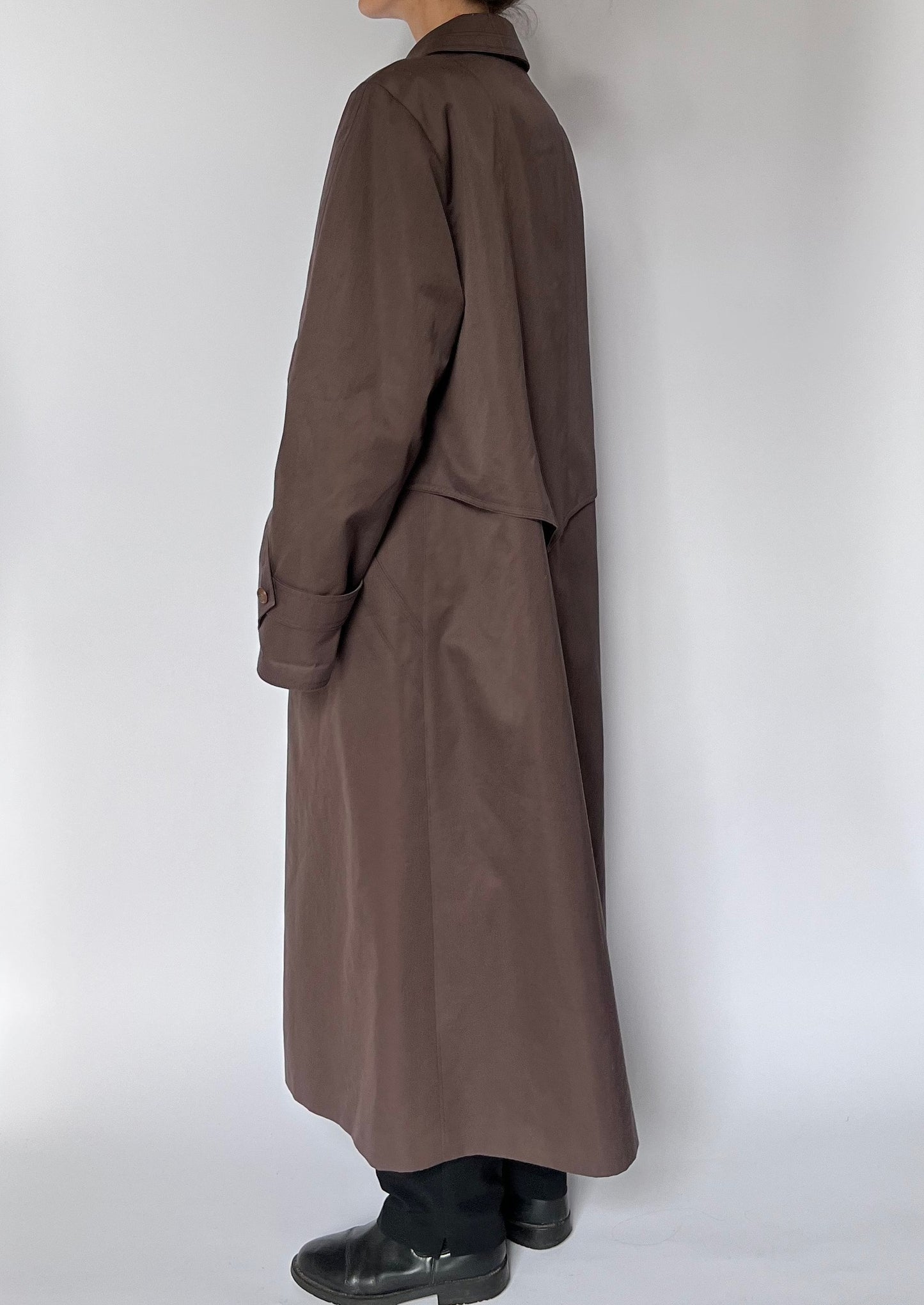 Vintage 1970s Chocolate Brown Lined Trench Coat M