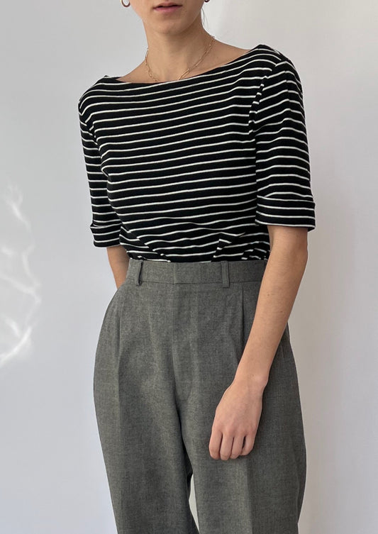 Relaxed Cotton Striped Tee S/M