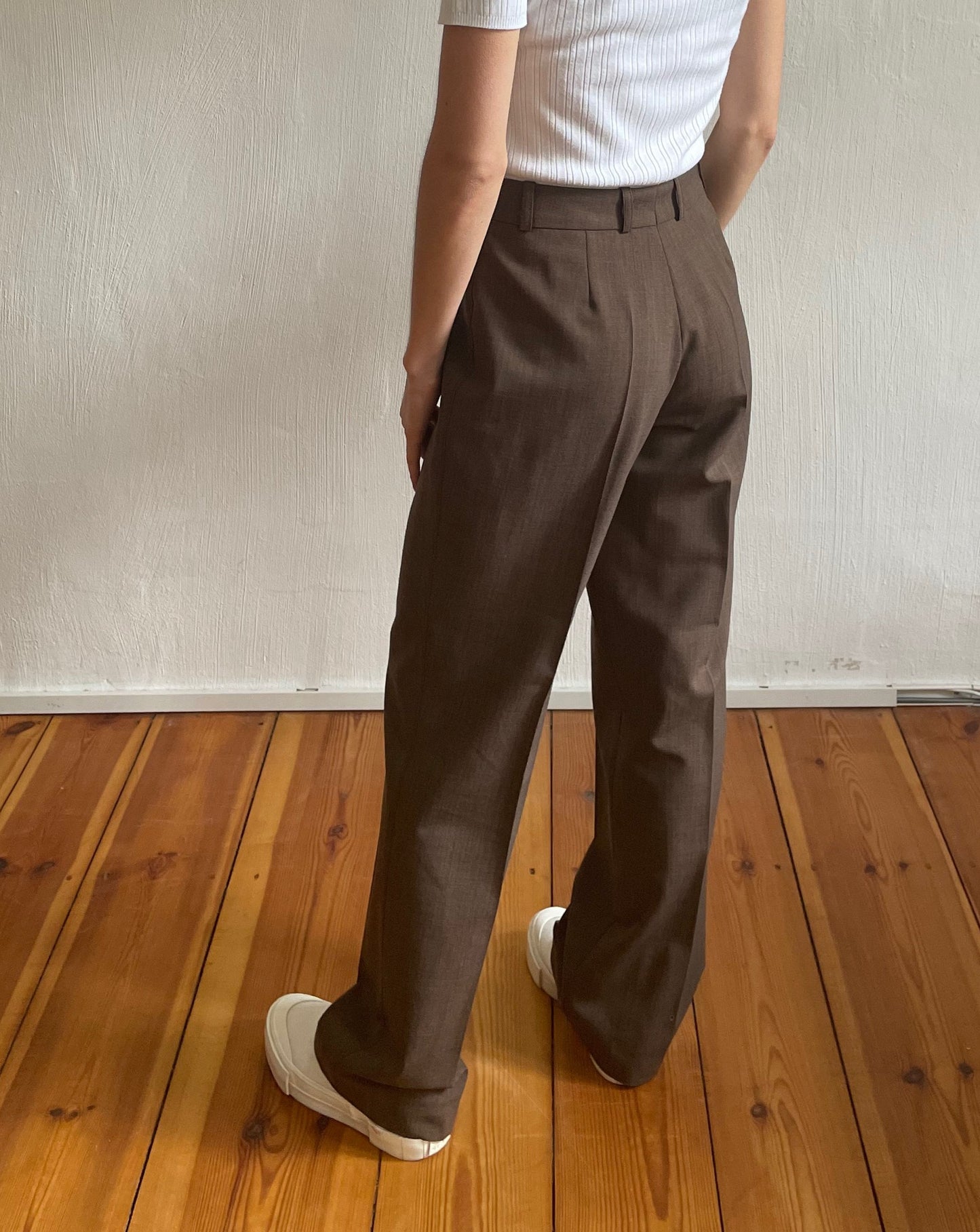 Vintage Brown Marl Wide Leg Trousers Size S Waist 26"