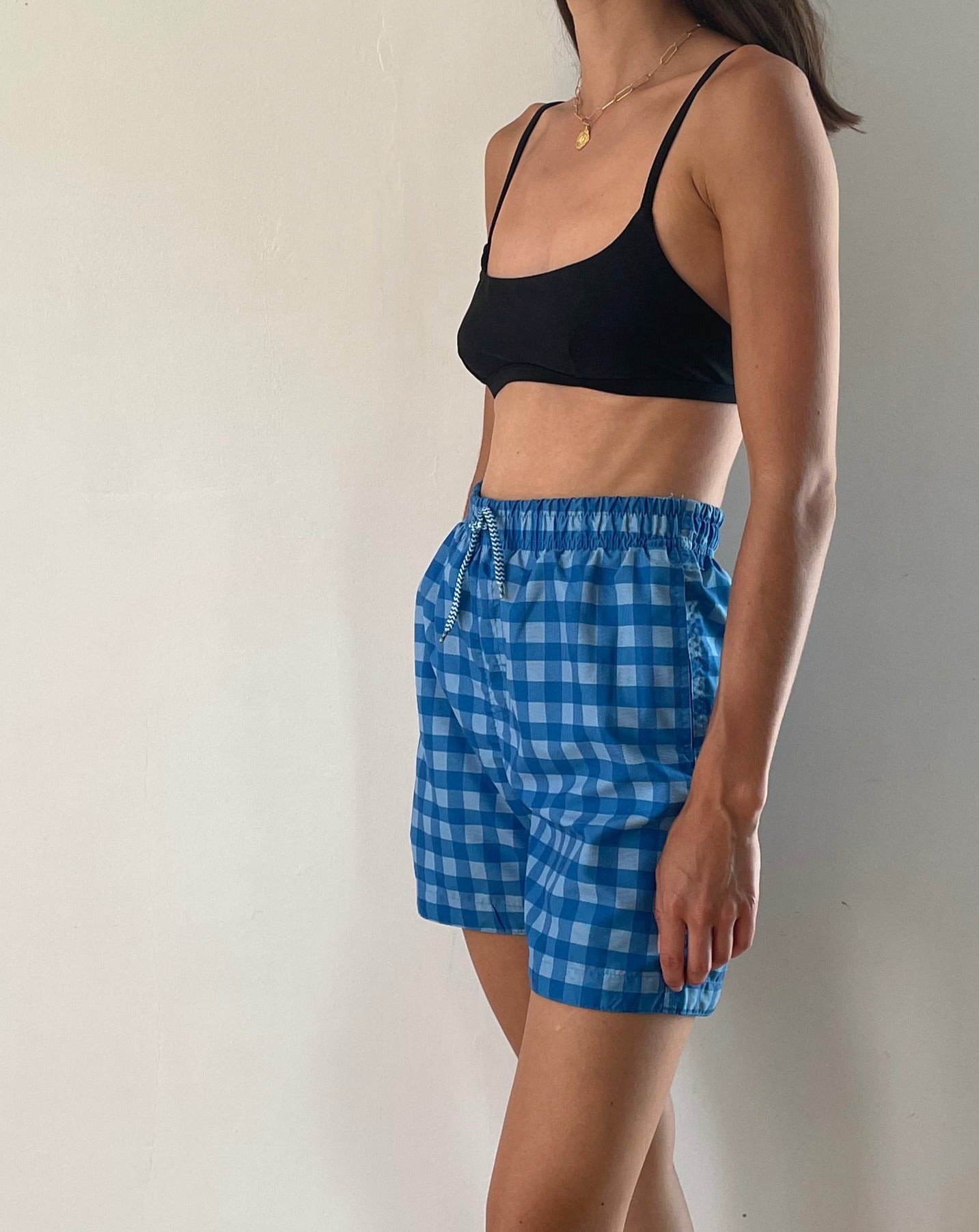 Blue Checked Sport Shorts Size XS-S