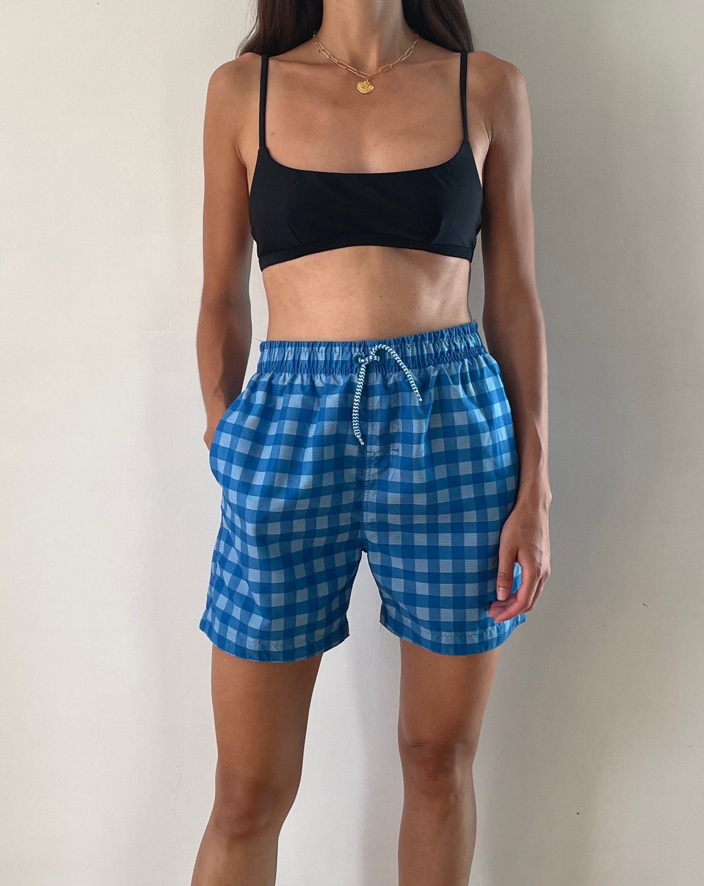 Blue Checked Sport Shorts Size XS-S