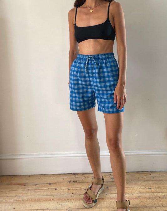 Blue Checked Sport Shorts Size XS-S