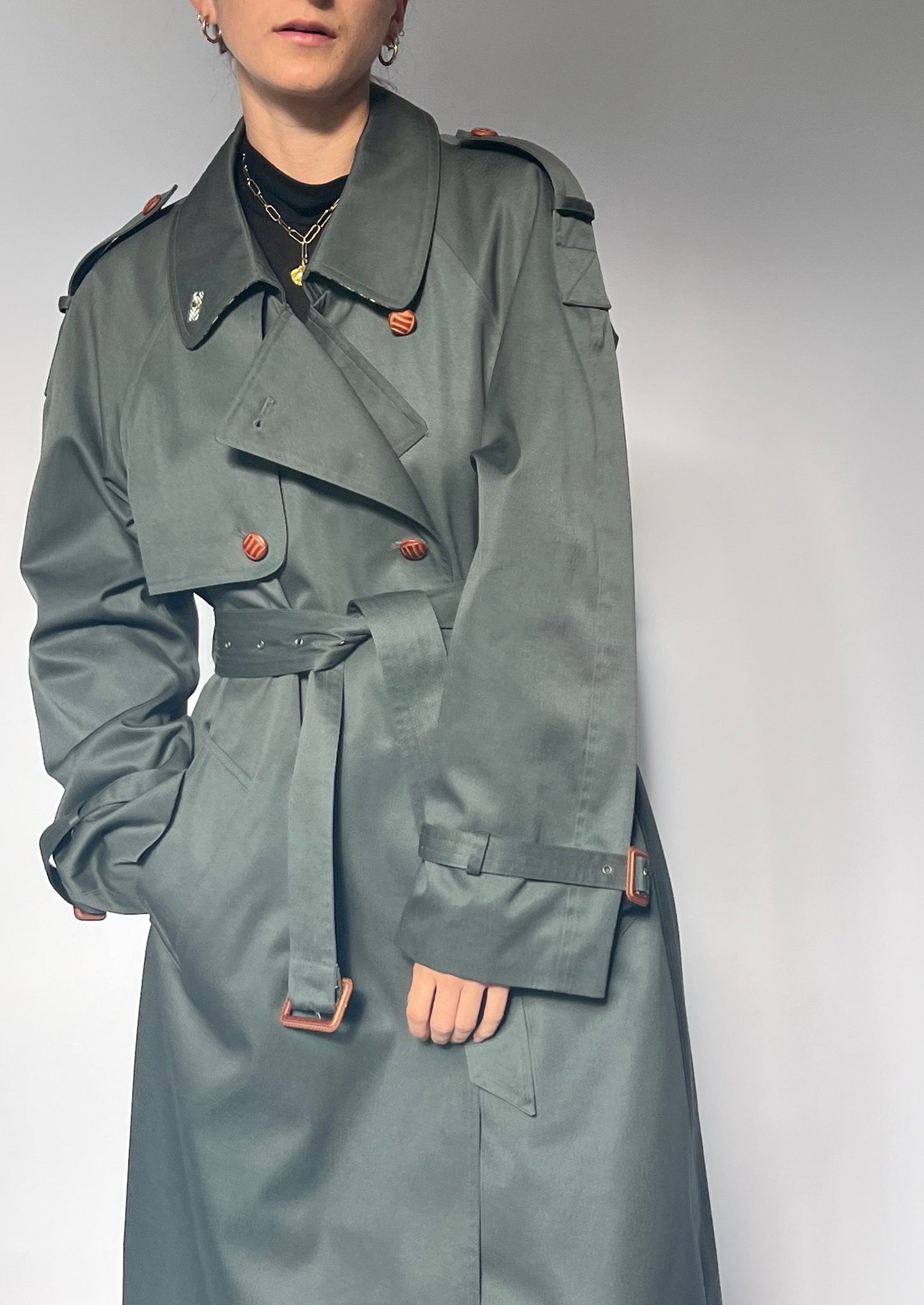 1990s Khaki Trench Coat S/M