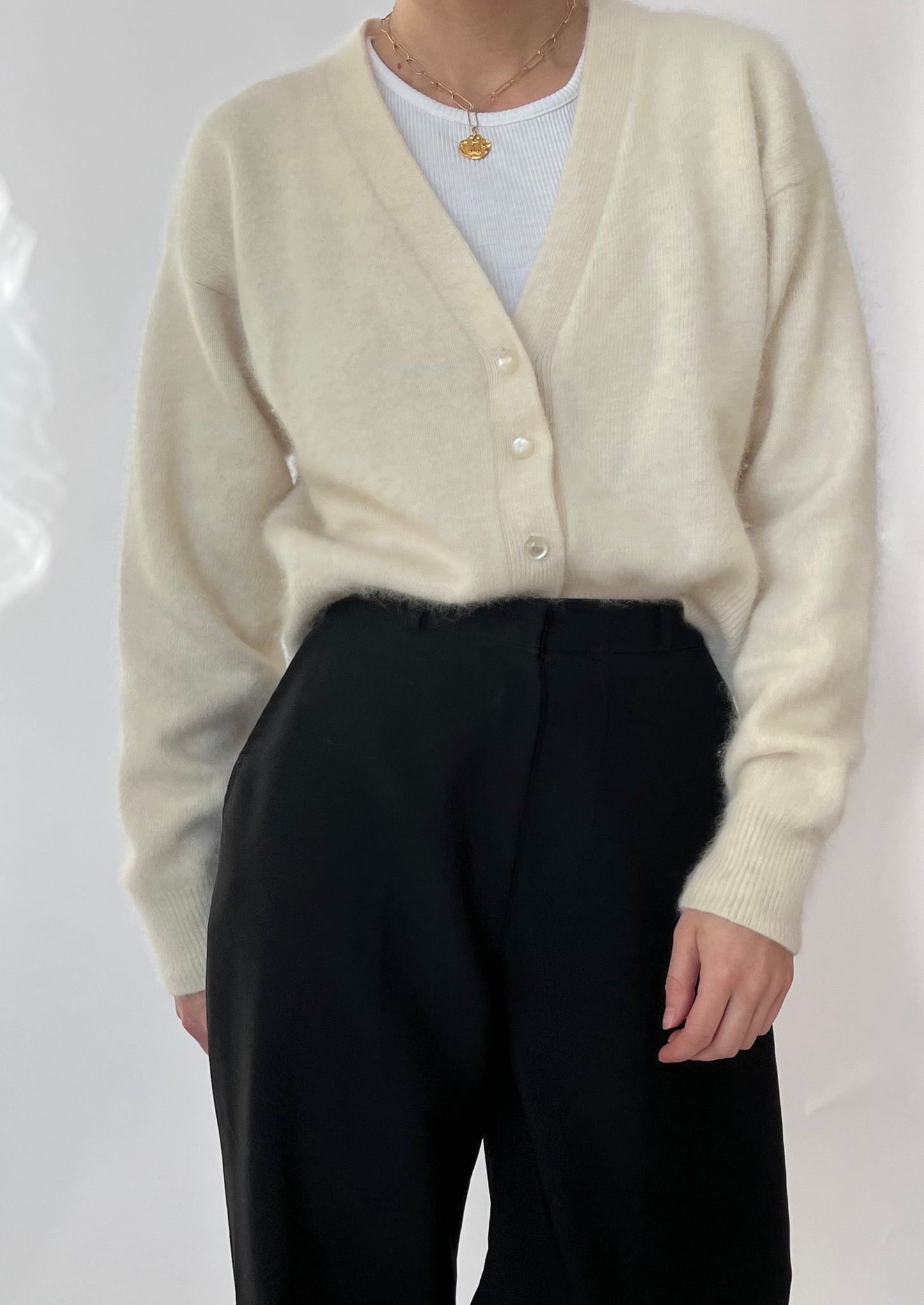 Cream Angora Cardigan S/M