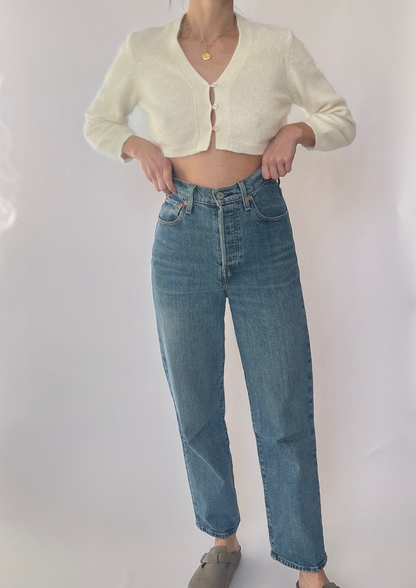 Cropped Open Angora Cardigan XS/S