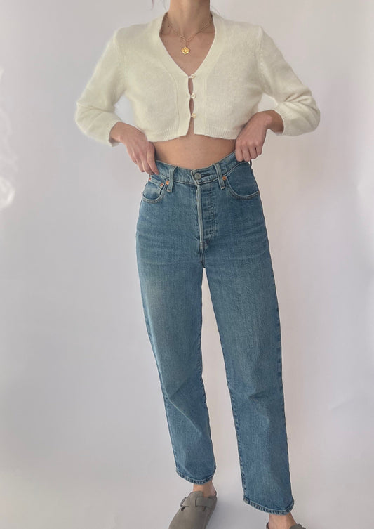 Cropped Open Angora Cardigan XS/S