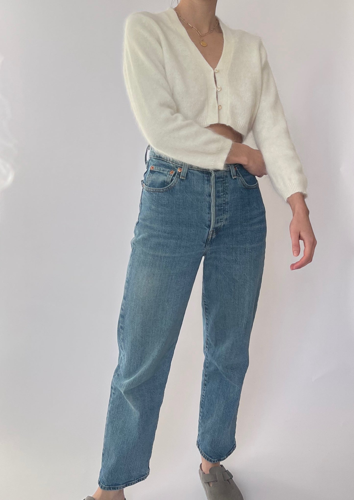 Cropped Open Angora Cardigan XS/S
