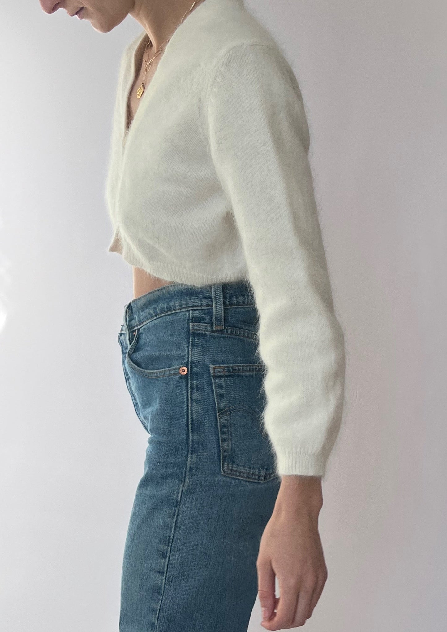 Cropped Open Angora Cardigan XS/S