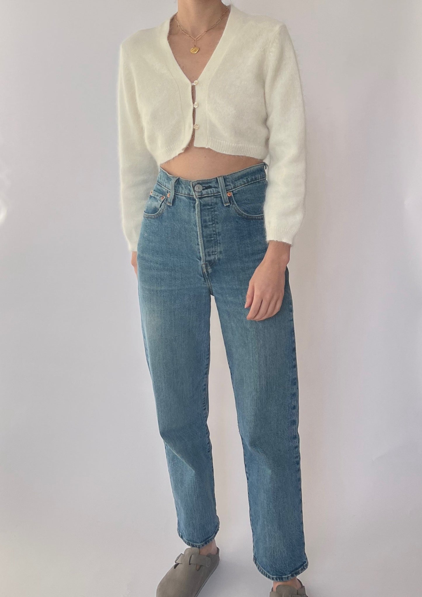 Cropped Open Angora Cardigan XS/S