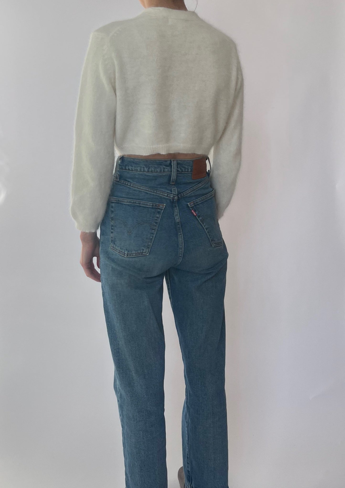 Cropped Open Angora Cardigan XS/S