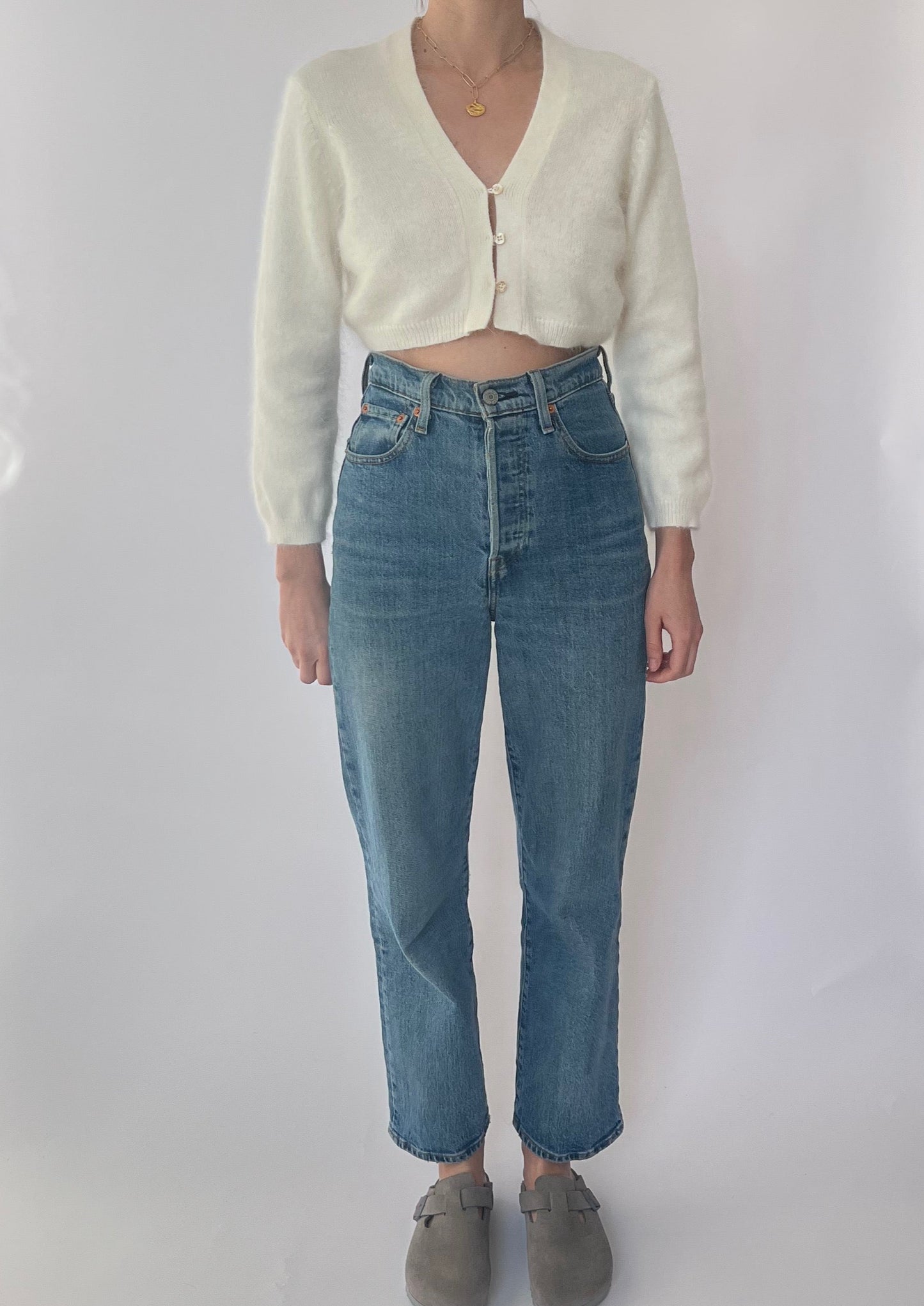 Cropped Open Angora Cardigan XS/S