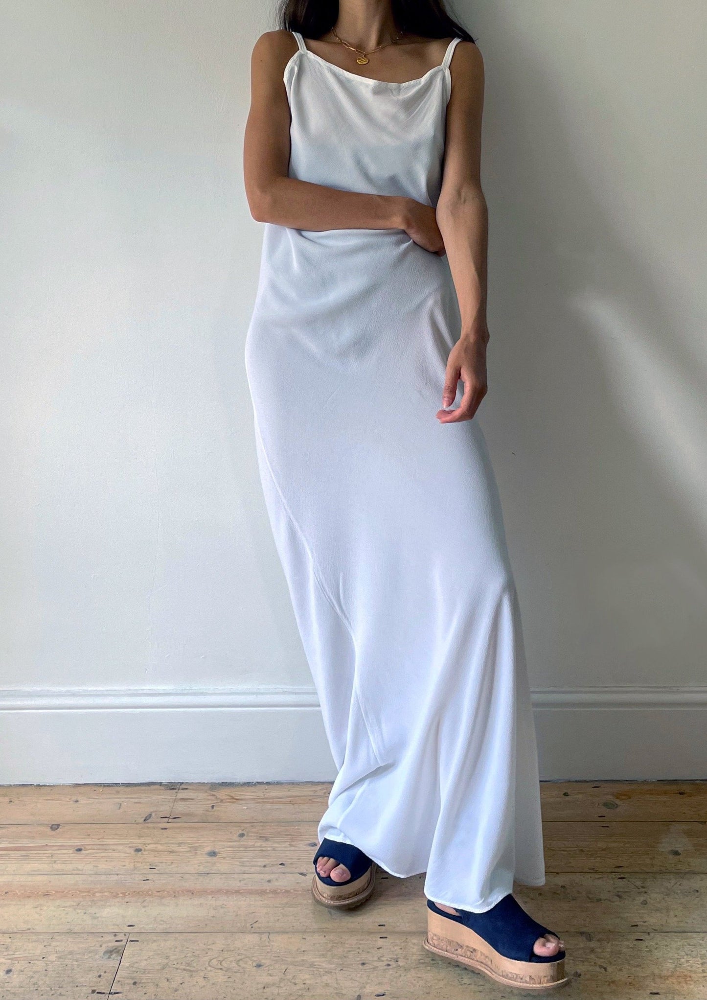 Vintage 90s Square Neck Maxi Slip Dress M-L