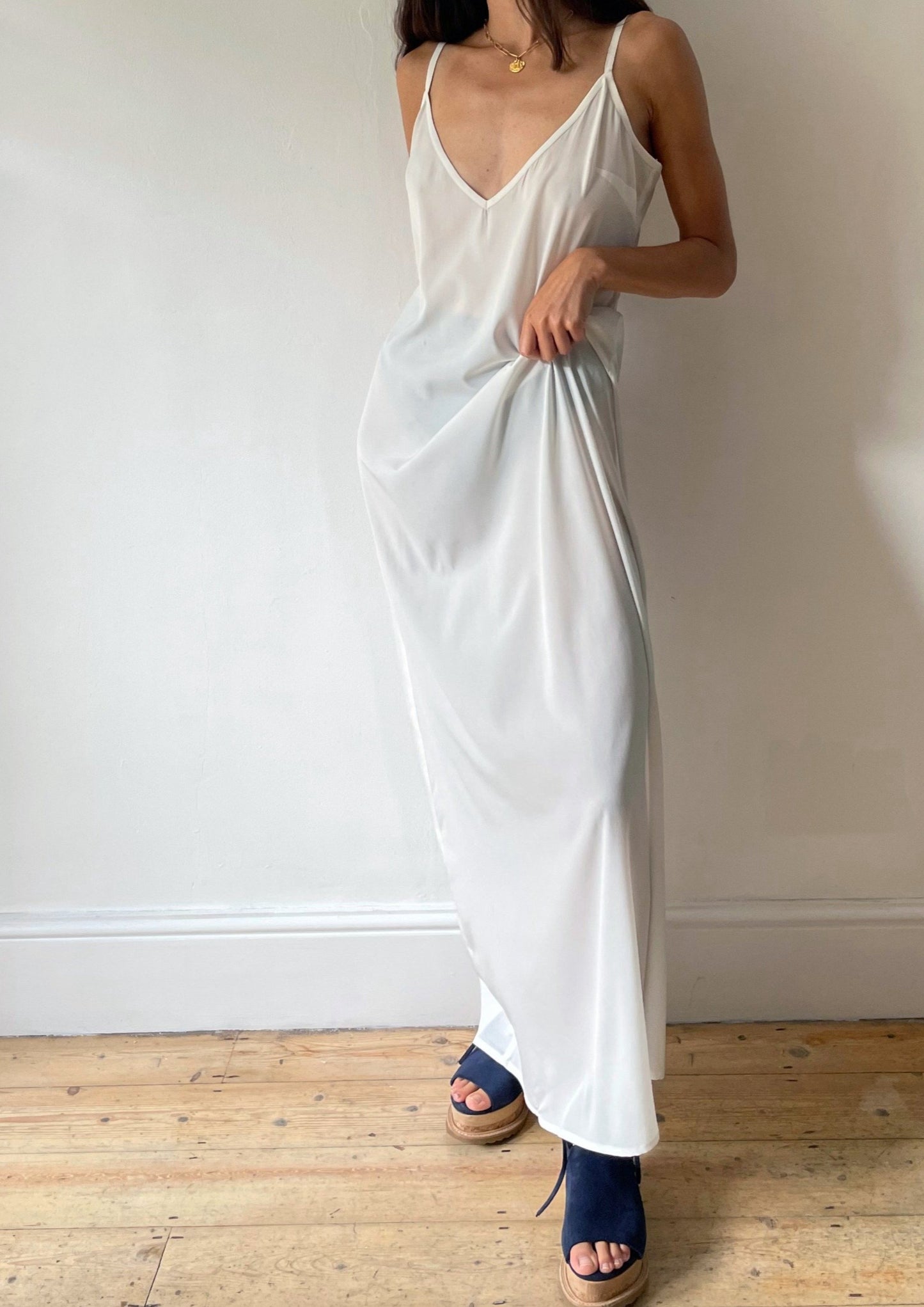 Vintage 90s V-Neck Slip Dress S-M