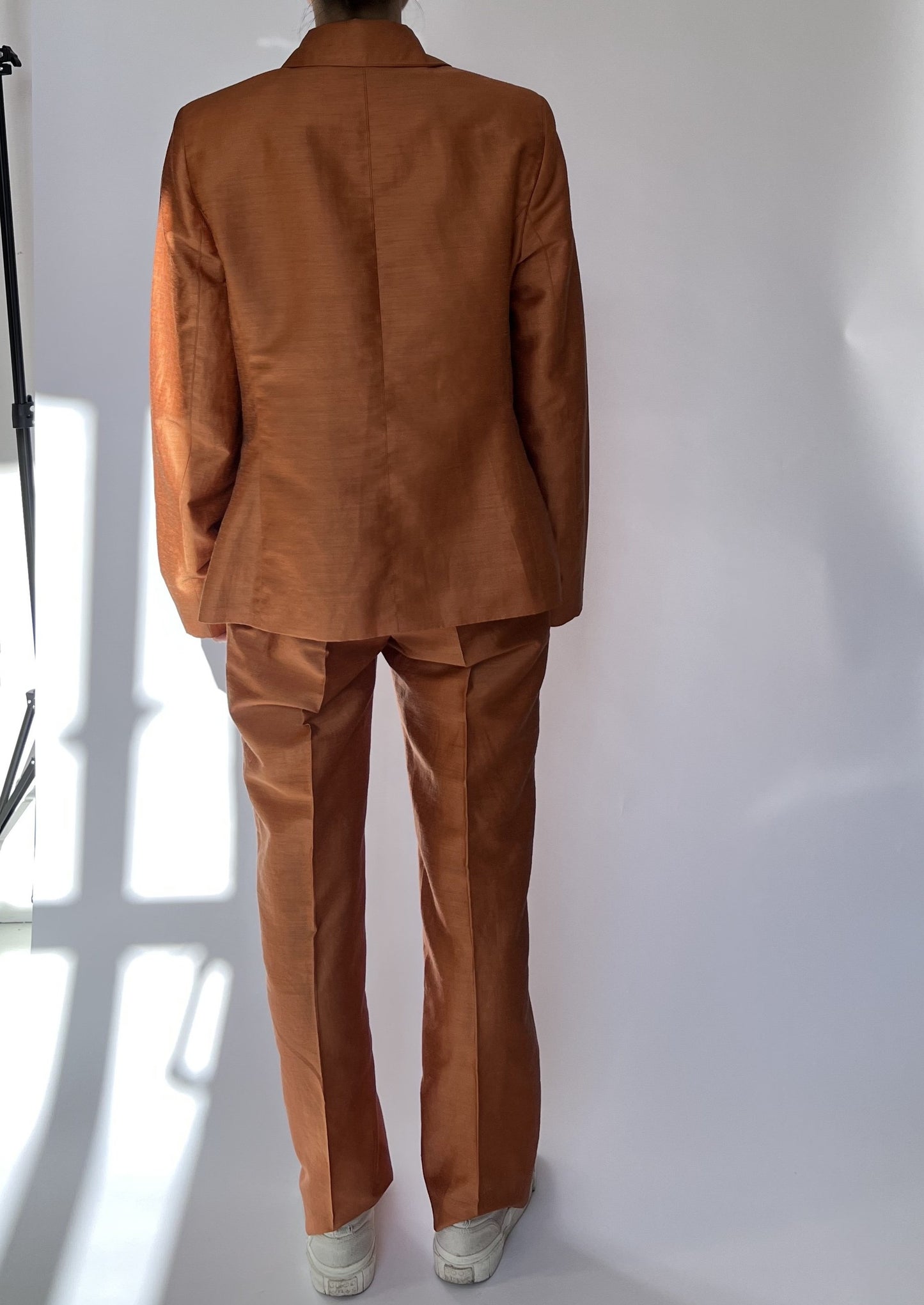 Orange Linen Relaxed Suit S