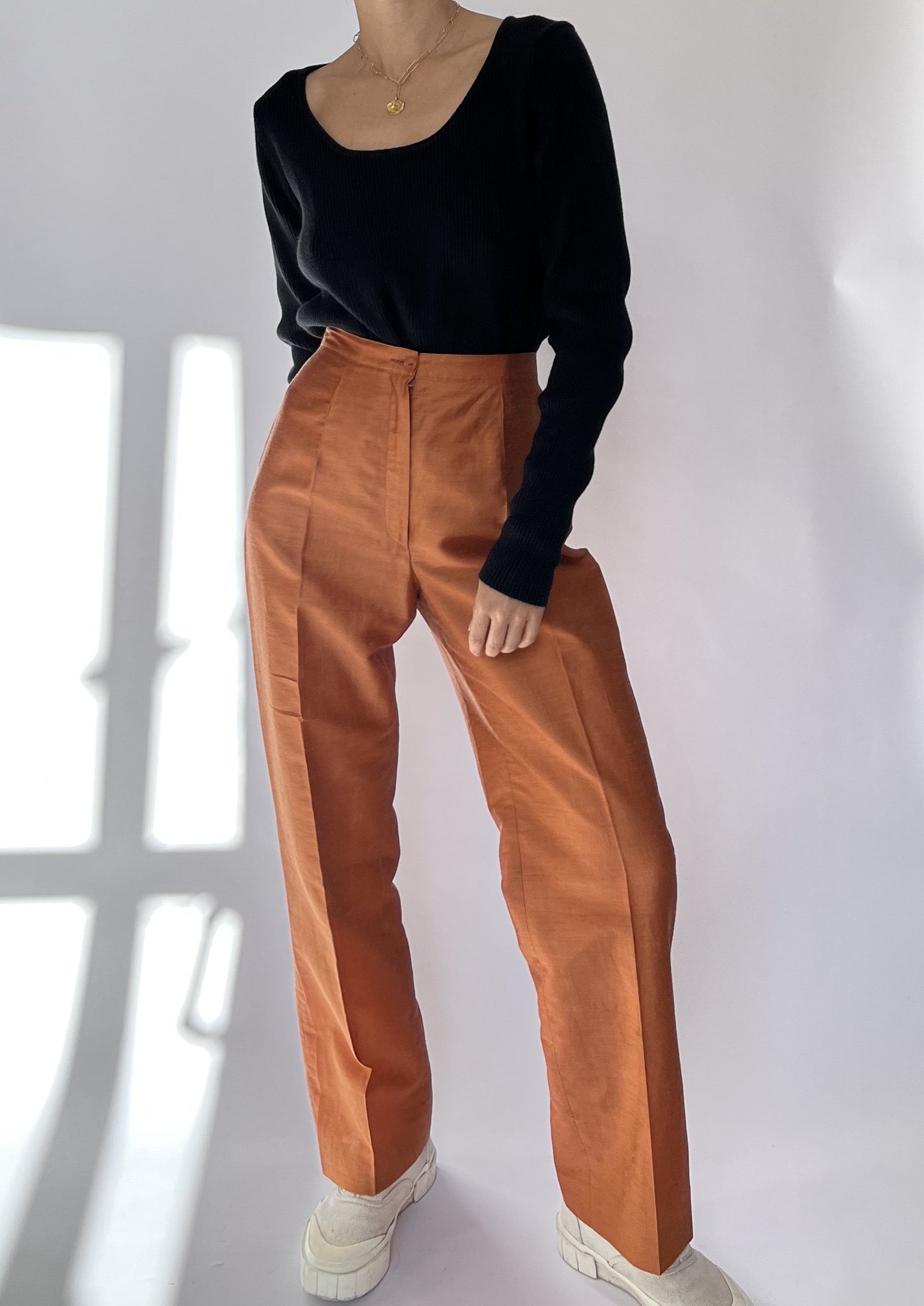 Orange Linen Relaxed Suit S