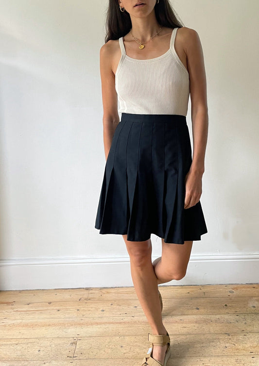 Vintage Black Pleated Tennis Skirt Size XL