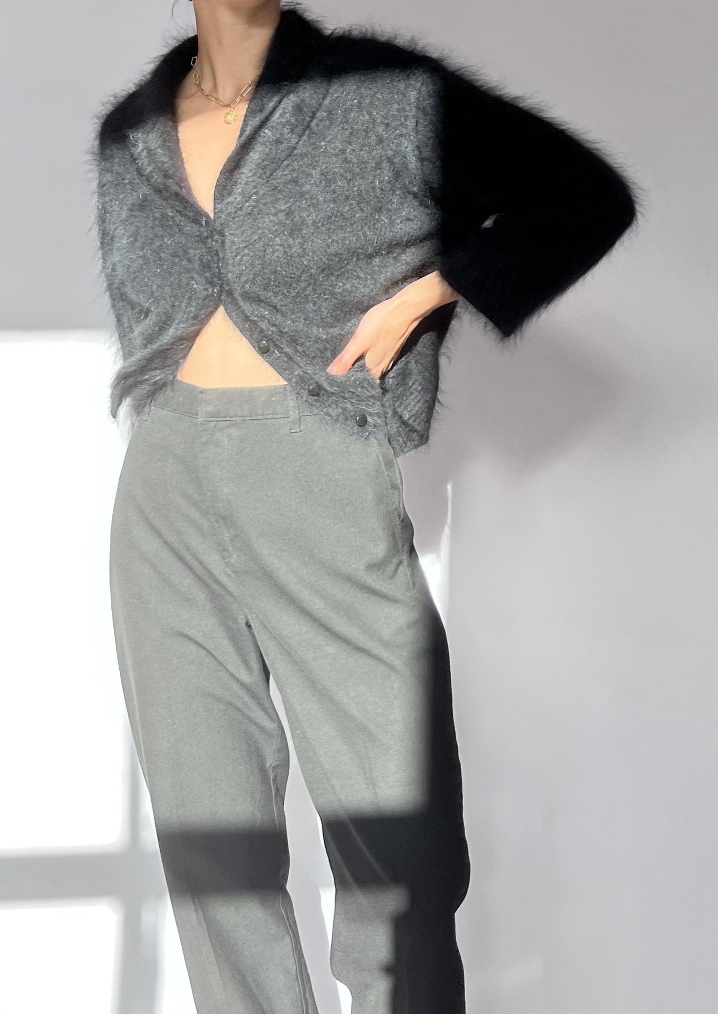 Mohair Black Cropped Cardigan XS/S