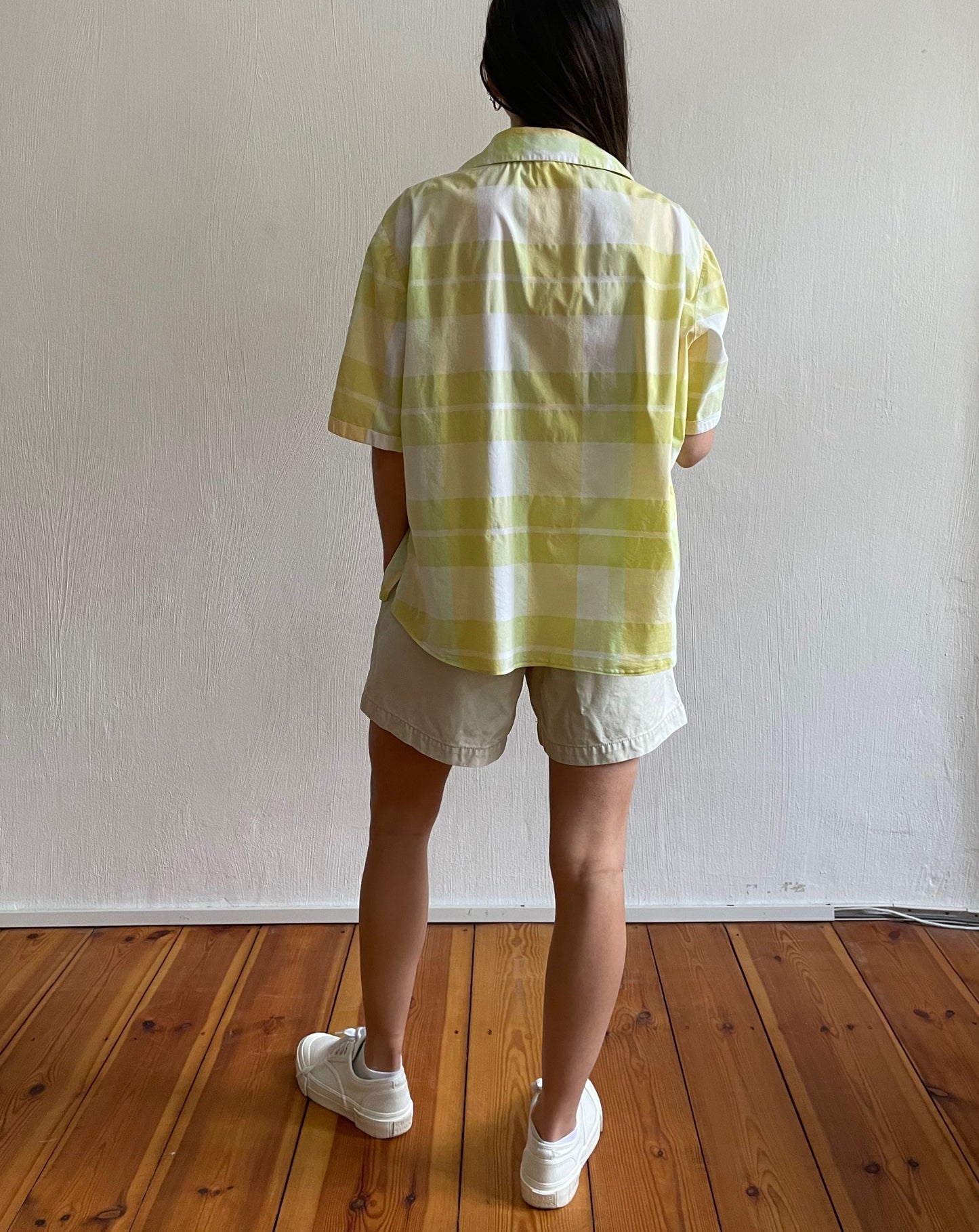 Yellow Checked Cotton Resort Shirt Size S-L