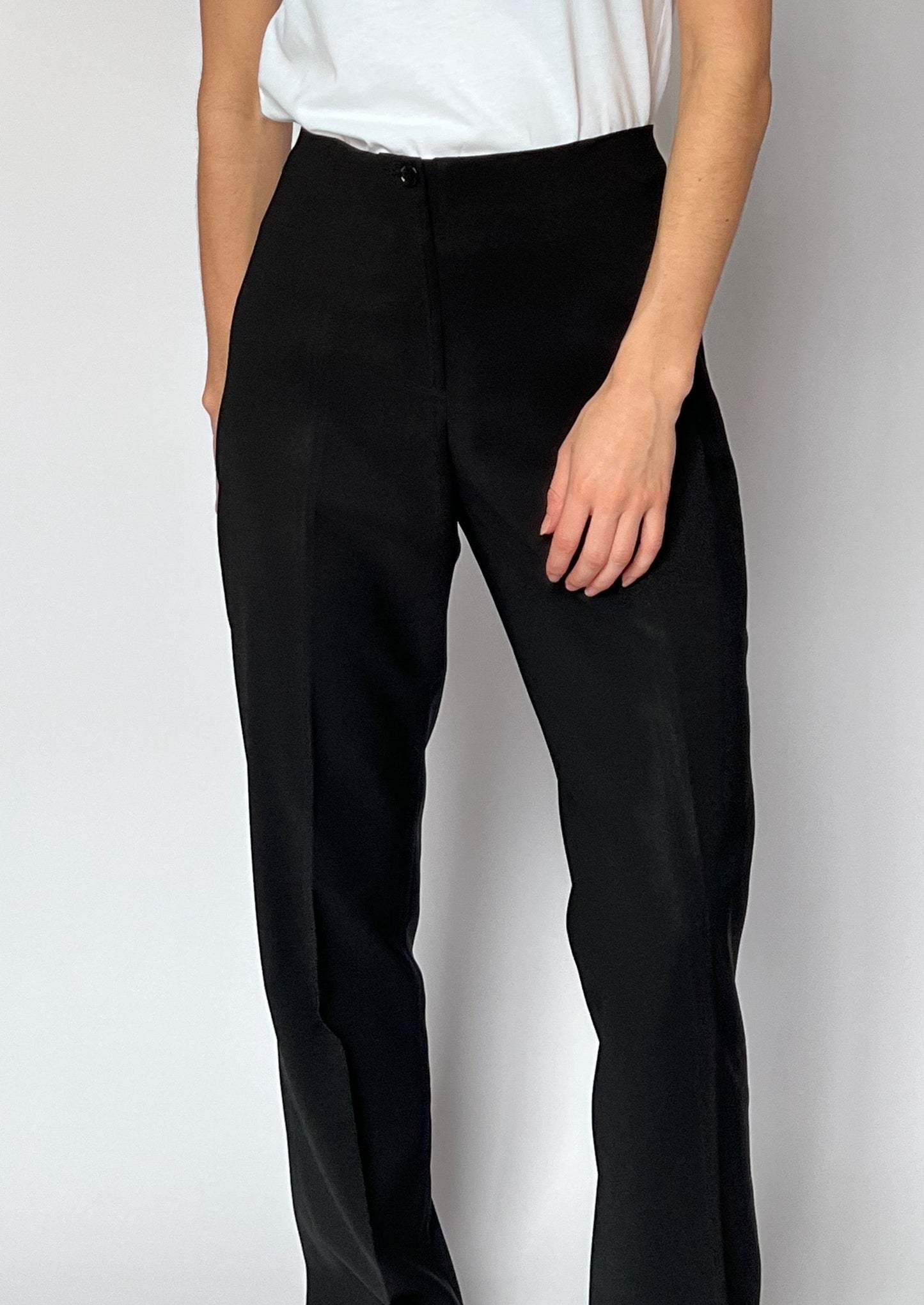 Essential 90s Black Straight Trousers W'29"