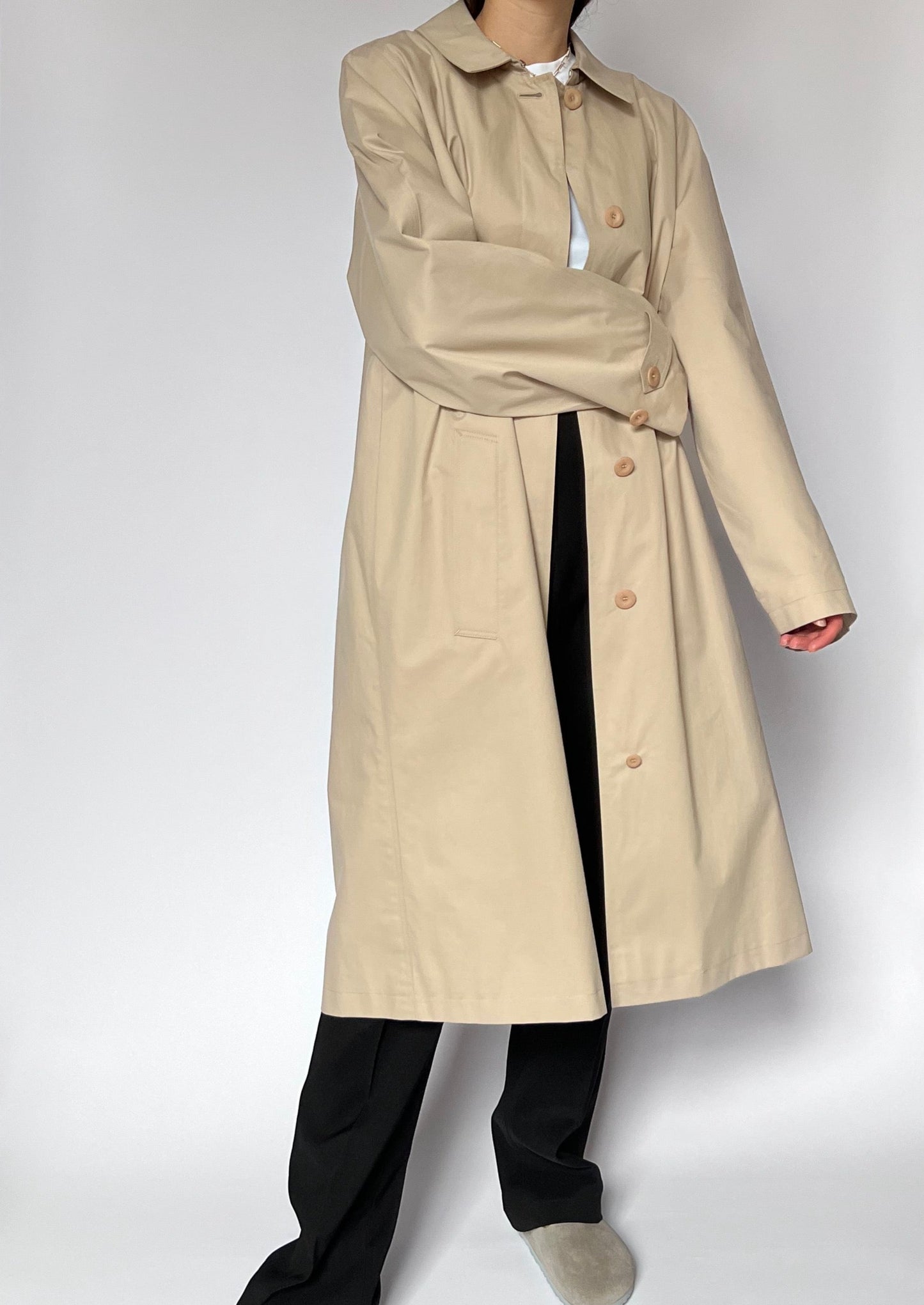 90s Minimal Mac Trench Coat S/M