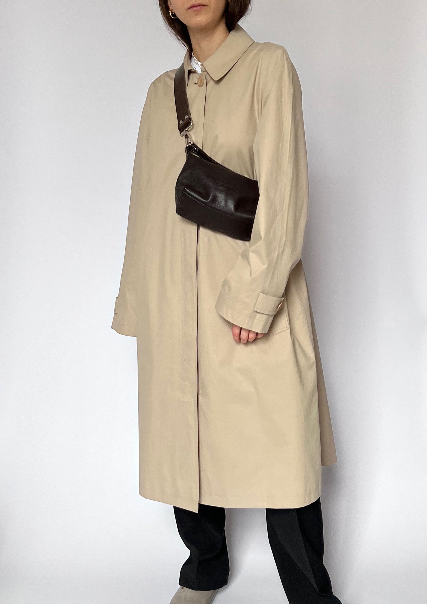 90s Minimal Mac Trench Coat S/M