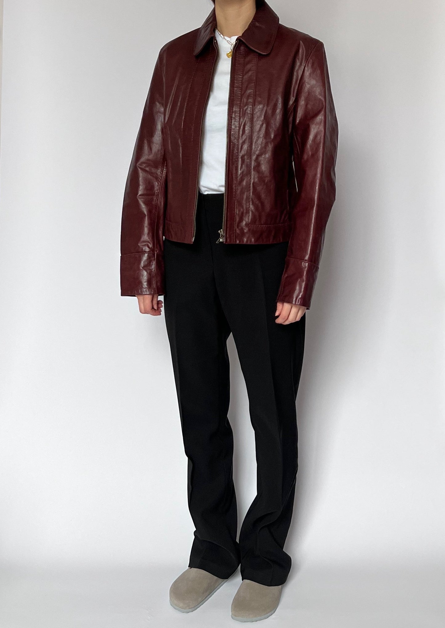 90s Burgundy Leather Jacket XS/S