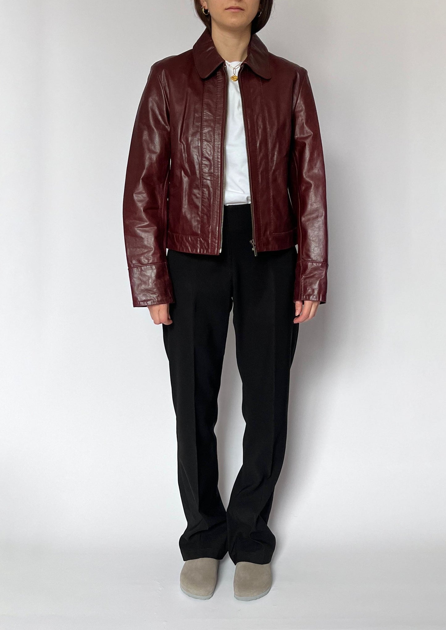 90s Burgundy Leather Jacket XS/S