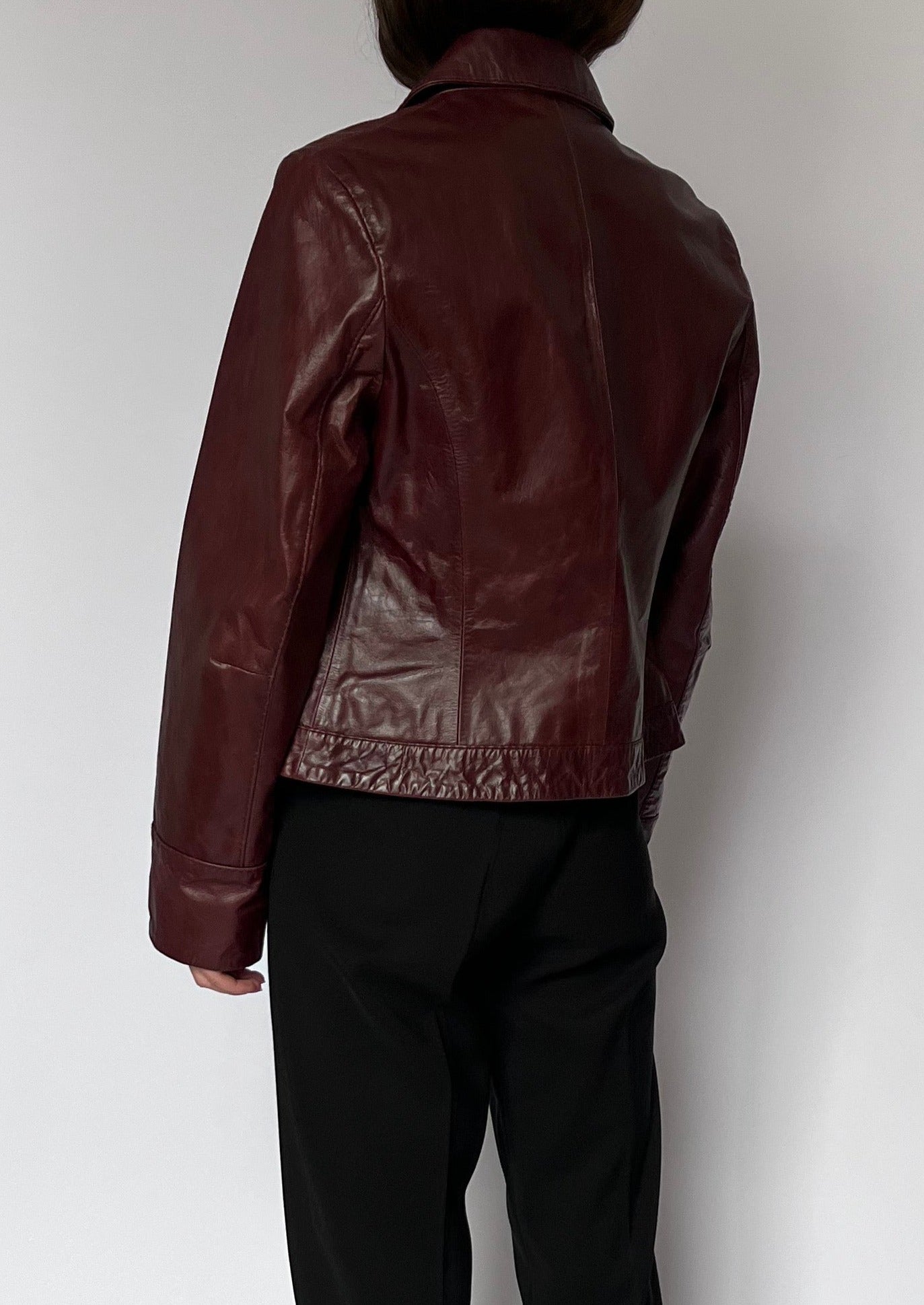 90s Burgundy Leather Jacket XS/S